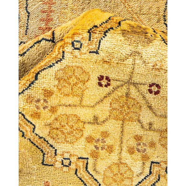 Eclectic Brown 9 x 12 Oriental Wool Indoor Area Rug