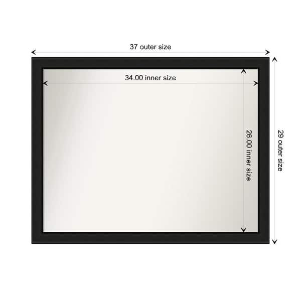 Amanti Art Midnight Black Narrow 37.25 in. x 29.25 in. Custom Non-Beveled Wood FramedBathroom Vanity Wall Mirror
