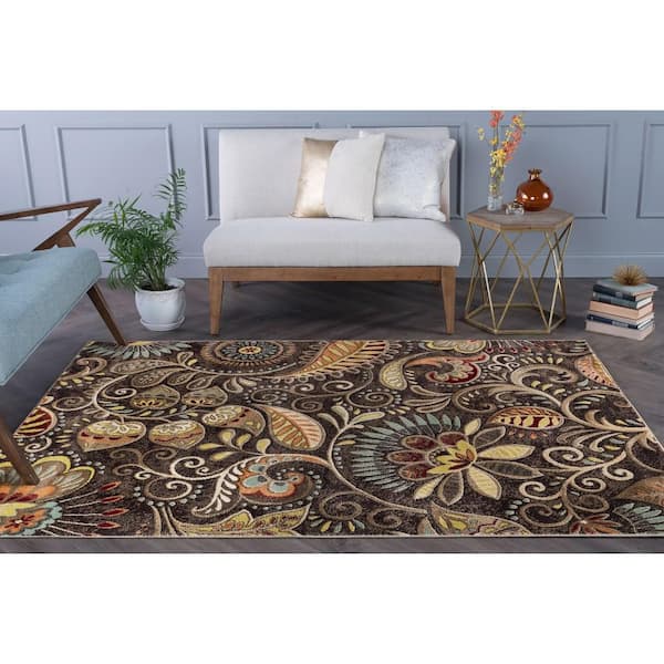 Capri Abstract Brown 9 ft. x 12 ft. Indoor Area Rug