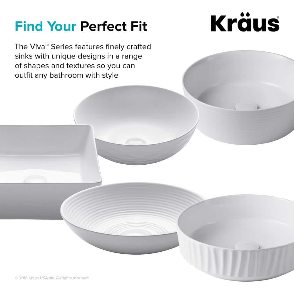 Viva 13" Round White Ceramic Vessel Bathroom Sink