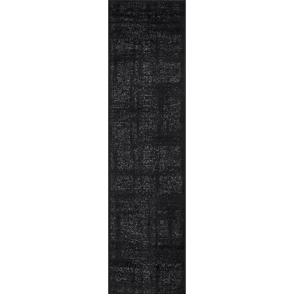 Arlena Distressed Persian Medallion Black 3 ft. x 10 ft. Runner Rug