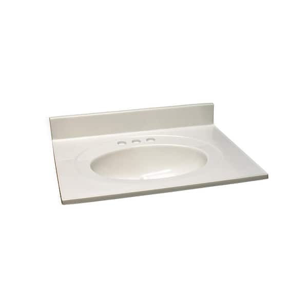 Design House 25 in. W x 22 in. D Cultured Marble Vanity Top in White with Solid White Bowl