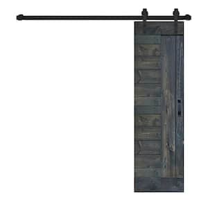 L Series 24 in. x 84 in. Carbon Gray Finished Solid Wood Sliding Barn Door with Hardware Kit - Assembly Needed