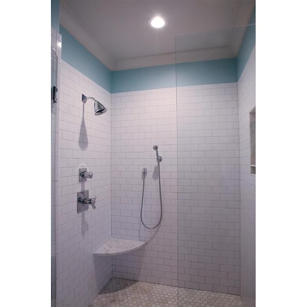 Halo 6 in White Recessed Shower Ceiling Light Trim with Albalite Glass Lens 