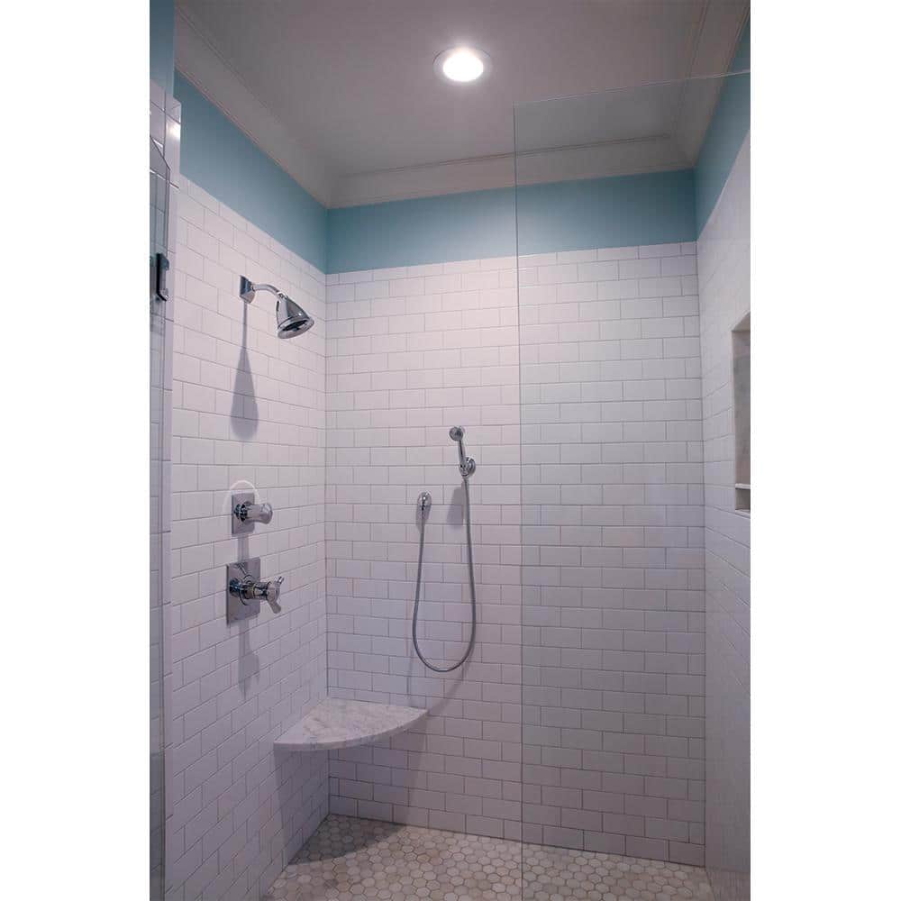 Halo 6" White Glass LED Shower Trim with Frosted Lens