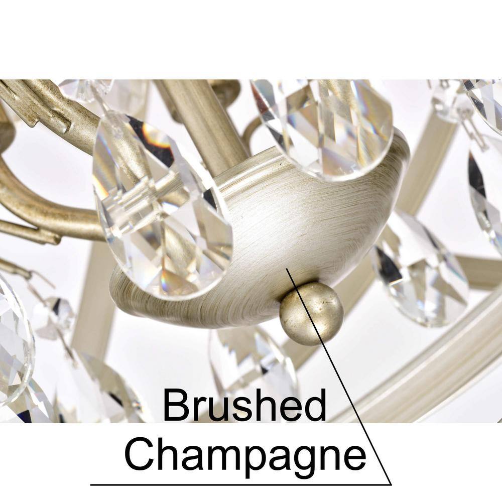 Champagne Metal and Crystal Orb 5-Light Chandelier