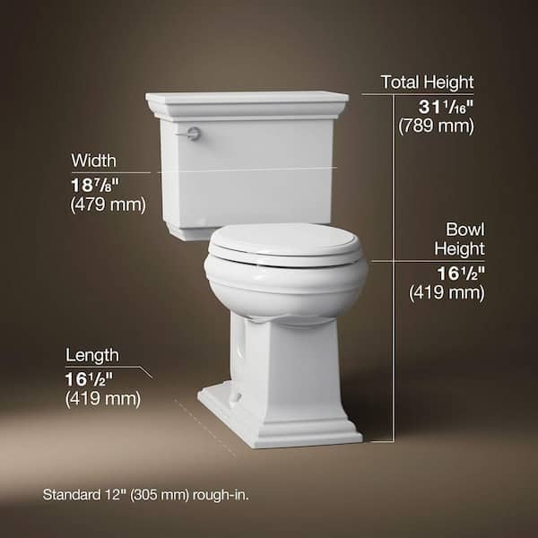 Memoirs 12 in. Rough In 2-Piece 1.6 GPF Single Flush Elongated Toilet in White Seat Not Included