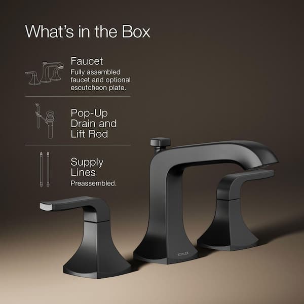 KOHLER Rubicon 8 in. Widespread 2-Handle Bathroom Faucet in Matte