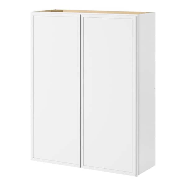 Leyton 33 in. W x 12 in. D x 42 in. H Ready to Assemble Plywood Shaker Wall Kitchen Cabinet in Alpine White
