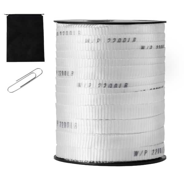 Polyester Pull Tape, 5/8 in. x 318 ft. Flat Rope, 2200 lbs. Tensile, for Packaging, Gardening, Electrical Works, White