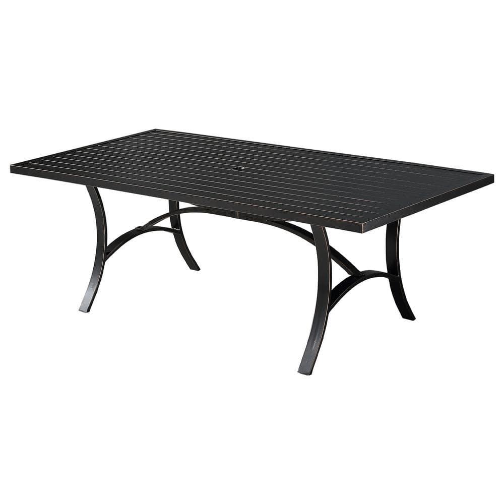 Mondawe Black Square Patio Aluminum Outdoor Dining Table Accent Side Table with Umbrella Hole -  MD-TA18023