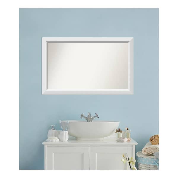 Amanti Art Blanco White 40.25 in. x 25.25 in. Custom Non-Beveled Wood Framed Bathroom Vanity Wall Mirror