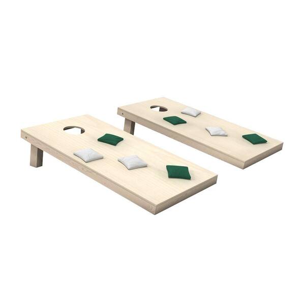 Belknap Hill Trading Post Wooden Cornhole Toss Game Set with Hunter Green and White Bags