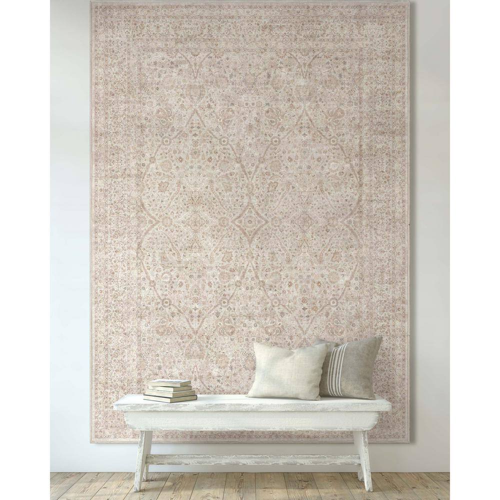 Vintage Oriental Ivory & Cream Flat-Weave Chenille Area Rug 9'10" x 13'