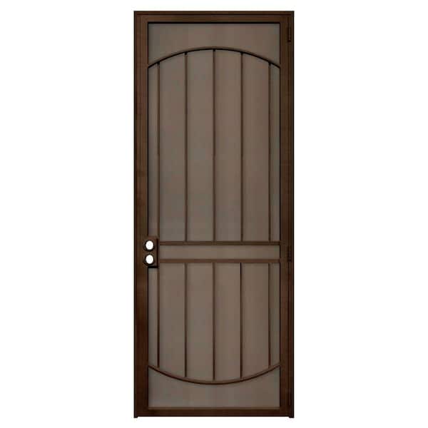 Unique Home Designs 36 in. x 96 in. Arcada Copper Surface Mount Left-Hand Steel Security Door with Expanded Metal Screen