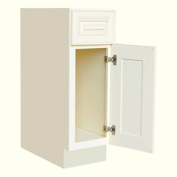 Plywell Ready to Assemble 12x34.5x24 in. Holden Base Cabinet with 1 Door and 1 Drawer in Antique White