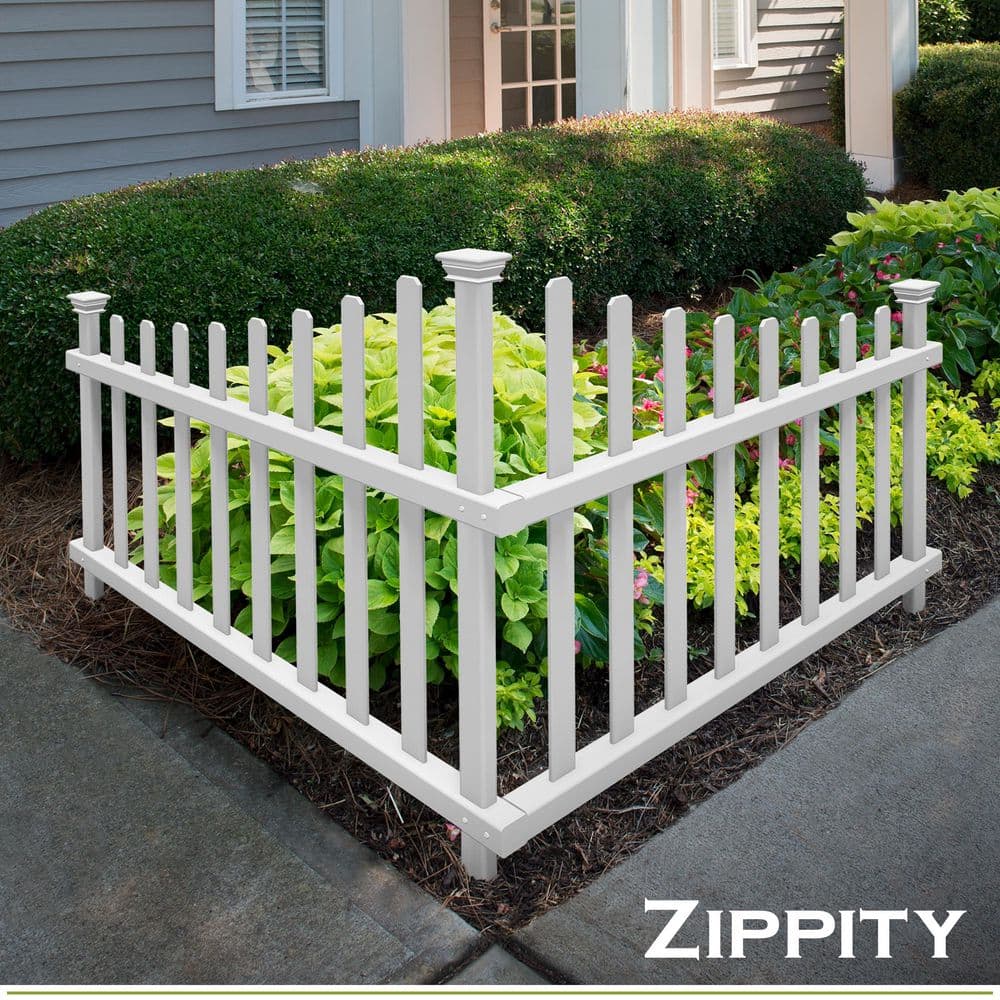 Ashley White Vinyl Scallop Corner Fence Panels, 2.5-ft x 3-ft