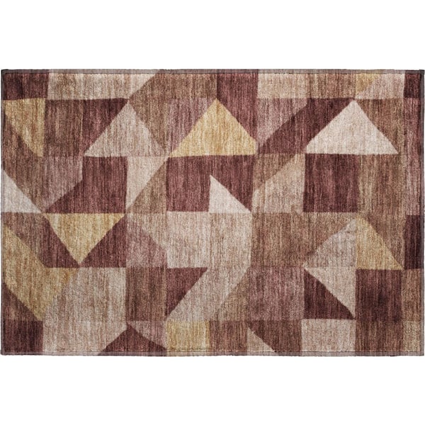 Mayfield Premium Machine Washable Abstract AMF2373 Burgundy 2 ft. x 3 ft. Accent Rug