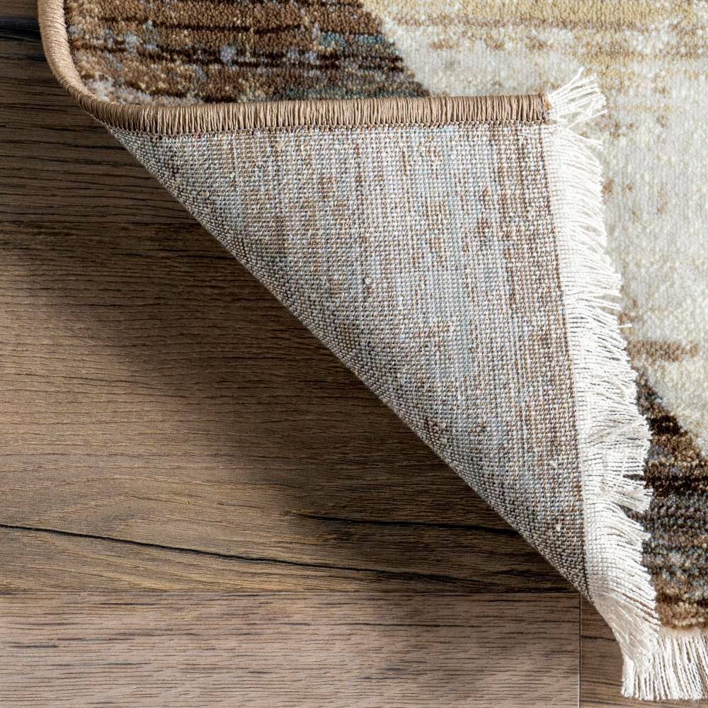 Meline Beige and Brown Checkered Rectangular Area Rug