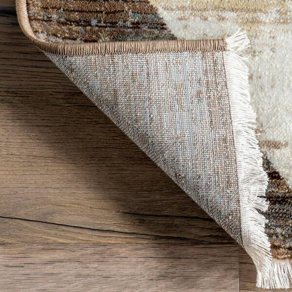 nuLOOM Meline Checkered Fringe Beige 2 ft. 8 in. x 7 ft. 10