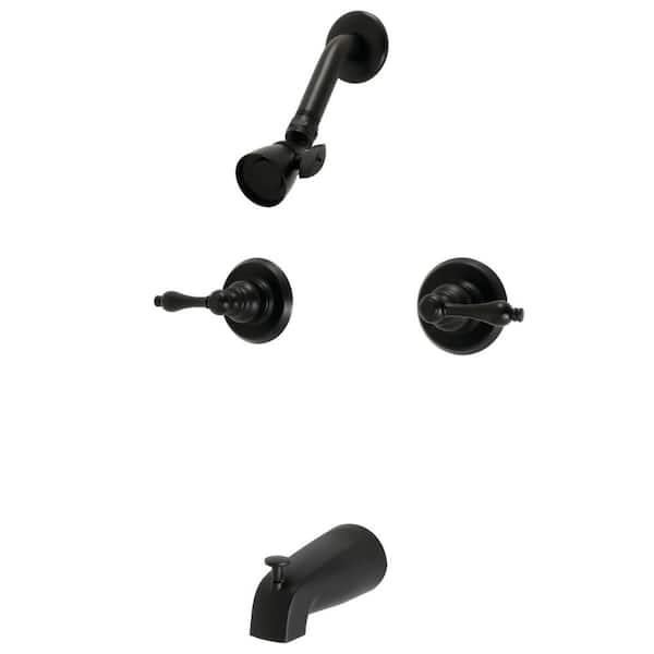 Kingston Brass Victorian Double Handle 1-Spray Tub and Shower Faucet 2 GPM with Corrosion Resistant in Matte Black