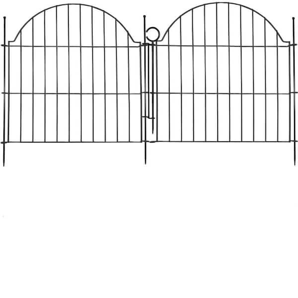 Iron Garden Fencing 5 Panels-24 in. (H) X 10 ft. (L) With Lock Rustproof Metal Wire Rabbit Dog Garden Border Fencing