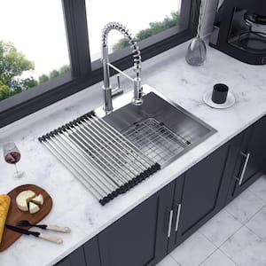25 in. L x 22 in. W Drop-In Single Bowl 18-Gauge Stainless Steel Kitchen Sink in Brushed Nickel