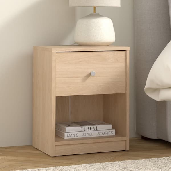 Tvilum Portland 1-Drawer Jackson Hickory Nightstand 19.06 in. H x 14.92 in. W x 11.85 in. D