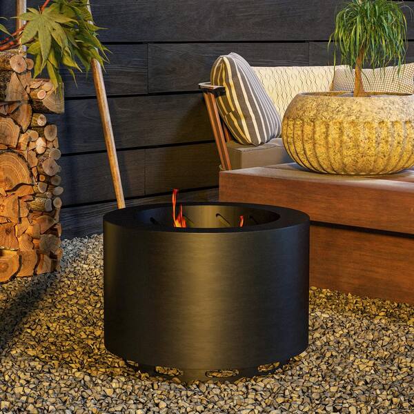 Sunnydaze Decor 36-in W Black Steel Wood-Burning Fire Pit NB