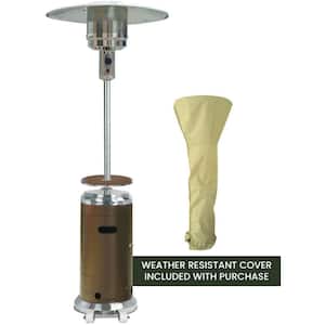 7 ft. 48,000 BTU Bronze and Stainless Steel Umbrella Propane Patio Heater with Weather-Protective Cover