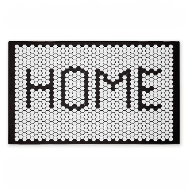 Home Mosaic Pattern Black 18 in. x 30 in. Polyester Non-Slip Outdoor Door Mat