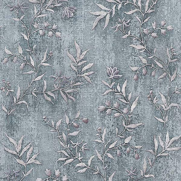 Advantage Dahlia Blue Trail Multicolor Wallpaper Sample