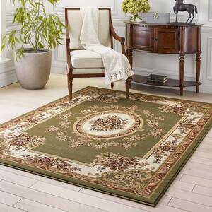 Timeless Le Petit Palais Green 7 ft. x 9 ft. Traditional Classical Area Rug