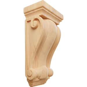 4-1/2 in. x 7-1/2 in. x 14 in. Unfinished Wood Red Oak Cole Pilaster Wood Corbel