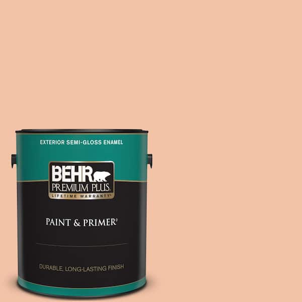 BEHR PREMIUM PLUS 1 gal. Home Decorators Collection #HDC-FL13-4 Pumpkin Mousse Semi-Gloss Enamel Exterior Paint & Primer