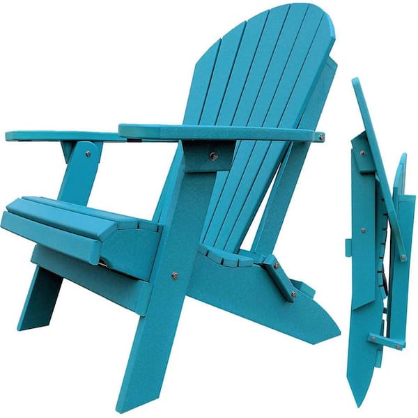 DuraWeather Poly Aruba Blue King Size Folding Adirondack Chair