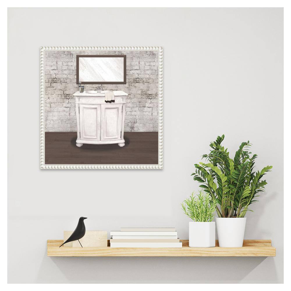 Brick Bath II White Canvas Wall Art with Beaded Frame