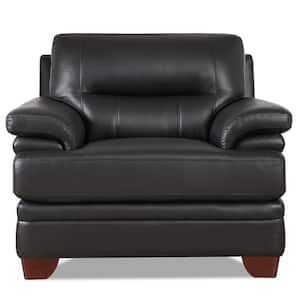 Luxor Black Top Grain Leather Arm Chair with Memory Foam