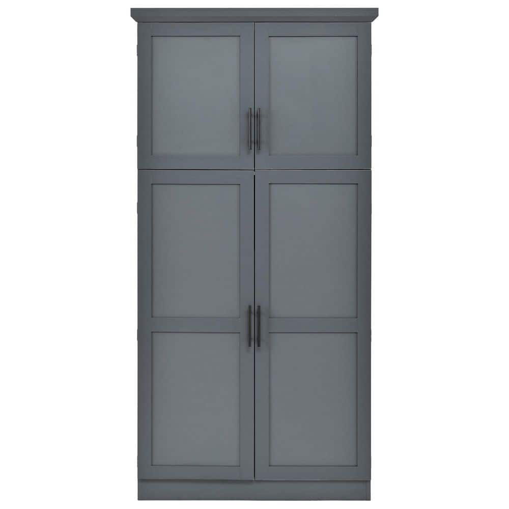 70.9 in. H Freestanding Wood Kitchen Pantry Cabinet with 4 Doors, 2 Door Shelves, 8 Pull-Out Trays in Gray price history on PriceWatchPro