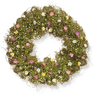 19 in. Artificial Flower Wreath