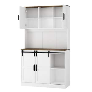 72 in. H White kitchen Storage Cabinet with Sliding Door