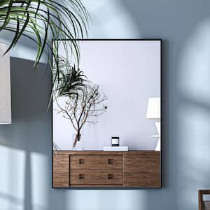 22 in. W x 30 in. H Black Rectangle Framed Tempered Glass Wall-mounted Mirror