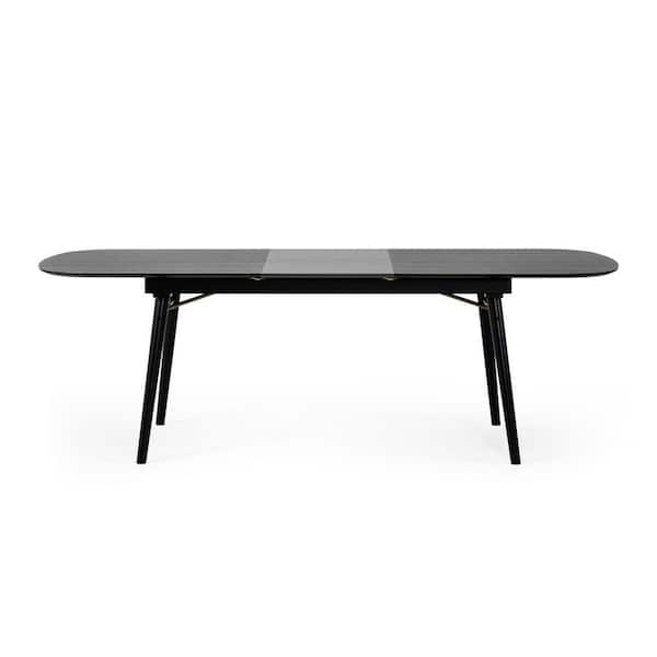 Addax Black Wood 71 in. 4 Legs Dining Table Seats 8