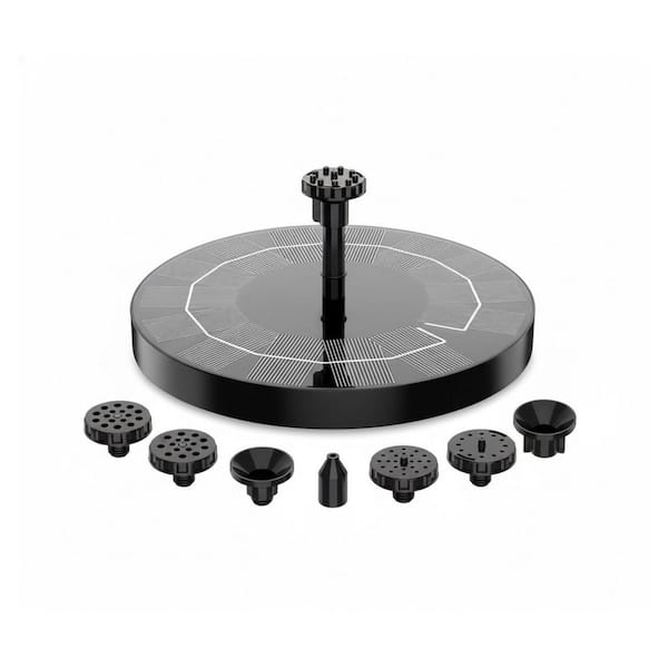 6.7 in. Solar Powered Spitter Water Fountain Pump, 2.5-Watt solar pump for fountain with 6-Nozzles