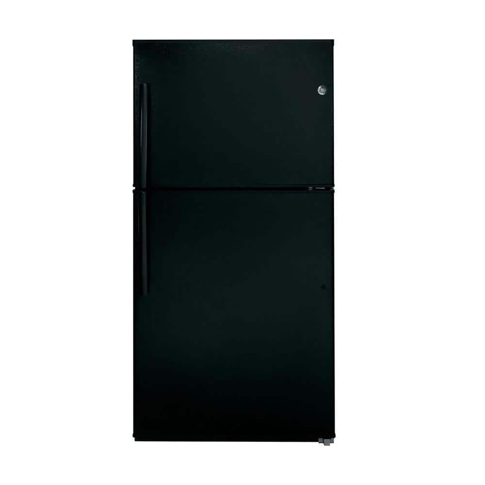 GE 21.1 cu. ft. Top Freezer Refrigerator in Black, ENERGY STAR