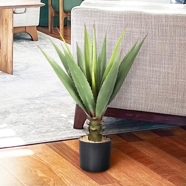LIVING LUXURY 27 in. Artificial Agave Succulent Plant in Pot