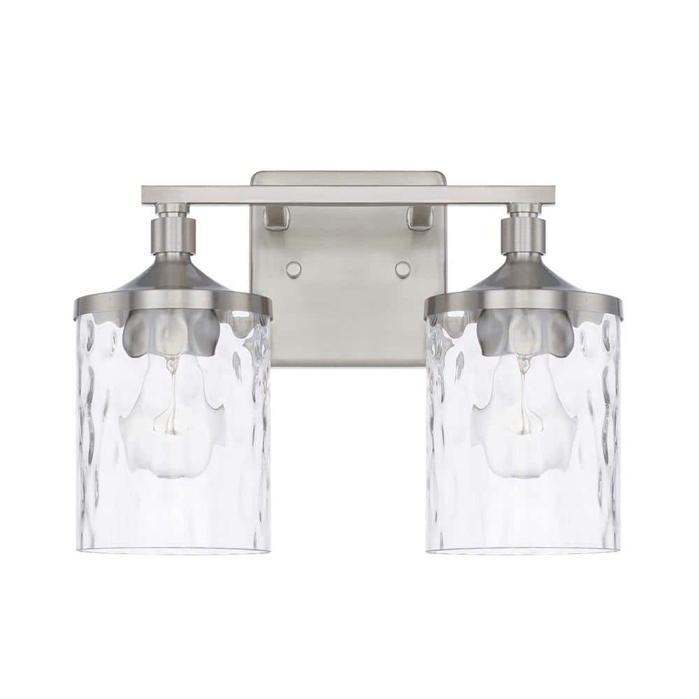 13 in. W x 10 in. H x 7 in. E 2-Light Clear Water Glass Vanity Light in Brushed Nickel price history on PriceWatchPro