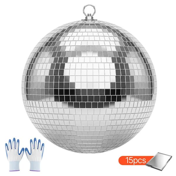 Mirror Disco Ball with Hanging Ring, Lighting Disco Ball Party Decorations, 12 in. x 12 in. Globe, Ideal for DJ Club
