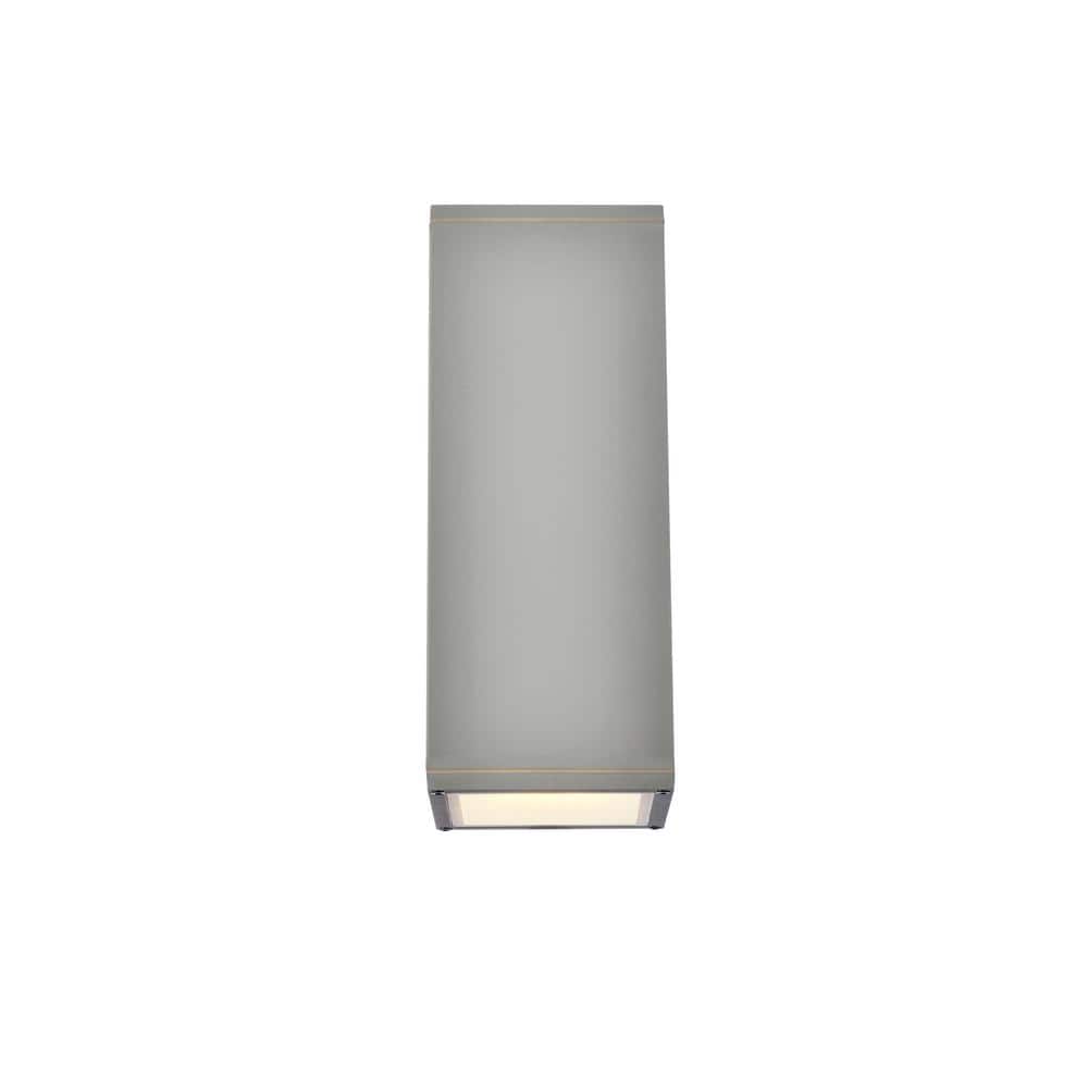 Timeless Home 1-Light Rectangular Silver LED Outdoor Wall Sconce