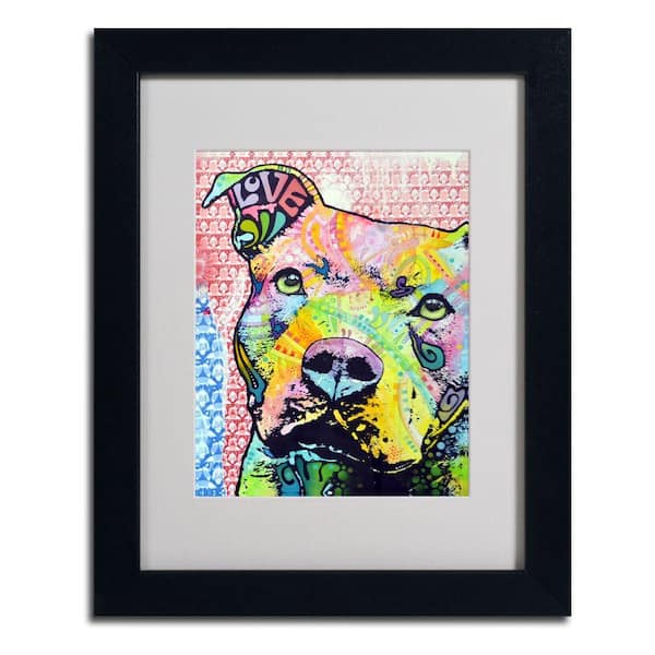 11 in. x 14 in. Thoughtful Pitbull II Matted Black Framed Wall Art